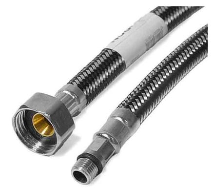 Подводка д/смесит  DORON с оплетением из нержавейки и фибро-нейлона 1/2 М10 150 см короткая (5/60)