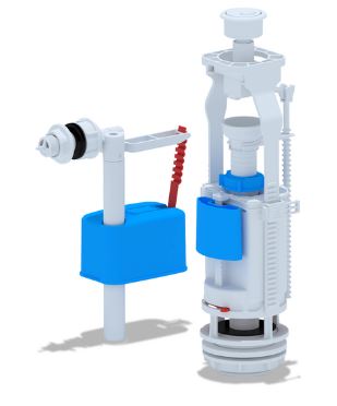 Арматура, боковая подводка, двухрежимная, кнопка белая, пластик WC3050 (1/20)