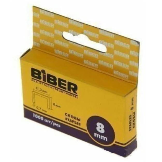 Скобы BIBER прямоугольные для степлера тип53 8мм (уп.1000шт)