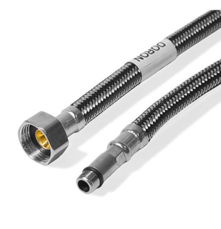 Подводка д/смесит  DORON с оплетением из нержавейки и фибро-нейлона 1/2 М10  80 см длинная (5/100)