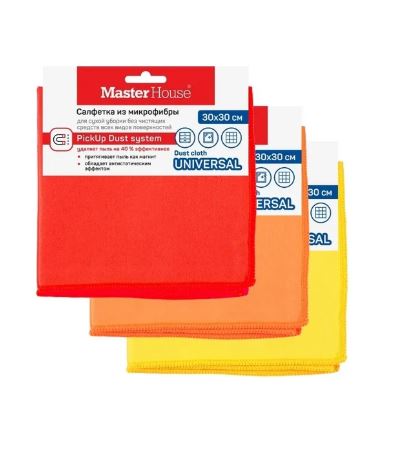 Салфетка из микрофибры 30*30см,200гр/м2,ДЛЯ СТЕКОЛ,МЕБЕЛИ,КАФЕЛЯ,Итальянск.замша,60305/Master House