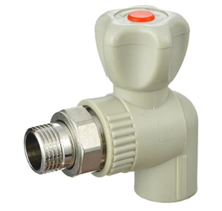 Кран шаровой д/радиаторов угловой 25х3/4" Damento серый (5/90)