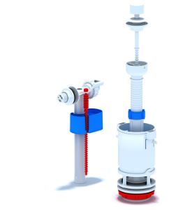 Арматура, боковая подводка, шток, ручка белая, пластик, WC4050 (1/20)