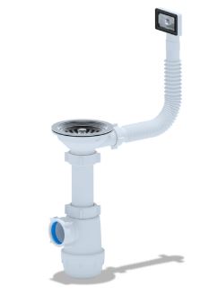 Сифон бутылочный 1 1/2" чашка Ø115мм, перелив гибкий, выпуск Ø40мм АНИ ГРОТ А0145S (1/10)