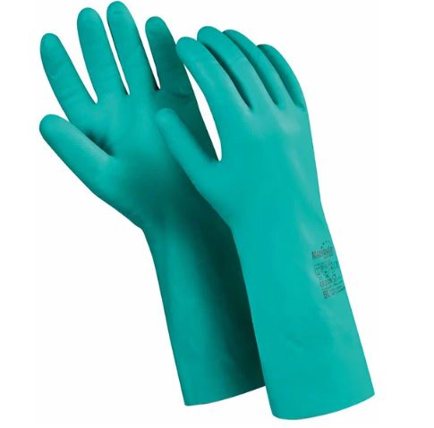 Перчатки нитриловые MANIPULA "Дизель", хлопчатобумажное напыление, размер 10 (XL), зеленые, N-F-06