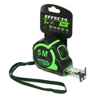 Рулетка "EFFECTA" Fort   магнит,автостоп  2сторон. шкала-нейлон   5м/25мм   581525