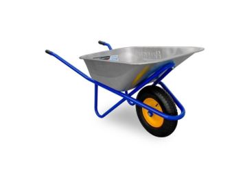 Тачка строительная одноколесная, УСИЛЕННАЯ ВАРЯГ ТСТ-100/1, объем кузова 100л, грузоподъемность до 180кг, толщина металла 0,8мм, размер колеса 4.00-8/16