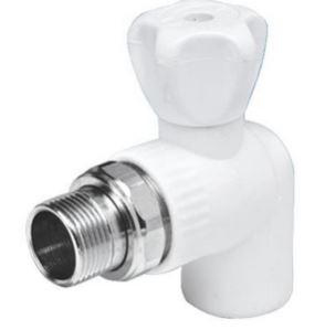 Кран шаровой д/радиаторов угловой 25х3/4" Damento белый (5/90)