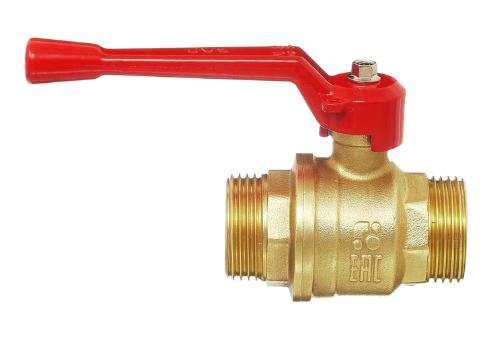 Кран шаровой БАЗ 1/2" Н-Н ручка штуцер-штуцер латунь 11Б27П 1 Ду15 А 32 (1/60)