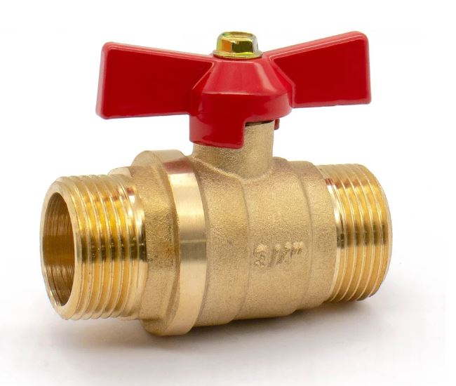 Кран шаровой DORON  3/4" Н-Н бабочка штуцер-штуцер (10/140)